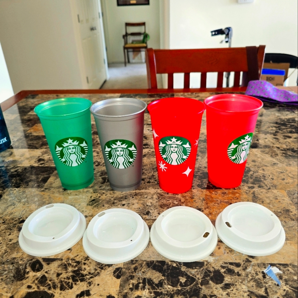 Starbucks Green, Gray, Red,& Salmon
